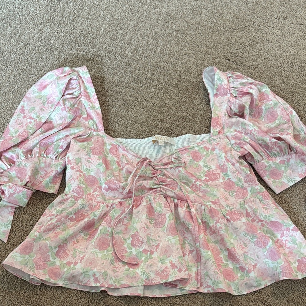 WAYF Floral Puff Sleeve Blouse